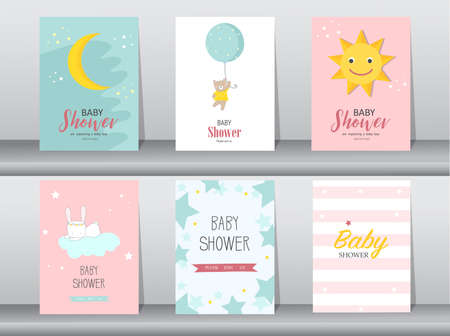 Set of baby shower invitations cards,posterのイラスト素材