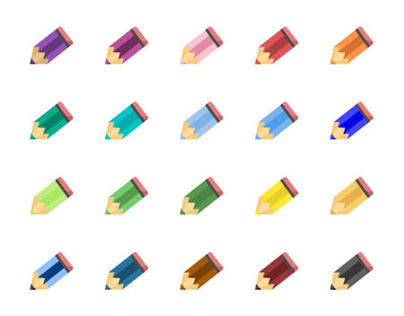 Collection of colored pencils,Flat style. Vector illustration isolated on white background.のイラスト素材