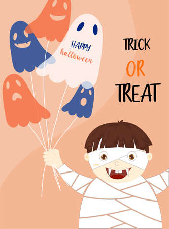 Happy Halloween,little mummy,Vector illustrations.のイラスト素材