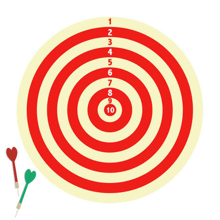 Classic dart board target and darts arrow isolated on white background,board game, Vector Illustrationのイラスト素材