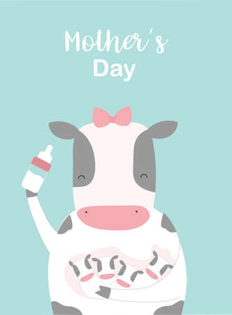 Set of cute animal design for happy Mothers Day card,poster,template,greeting cards,Vector illustrations.のイラスト素材