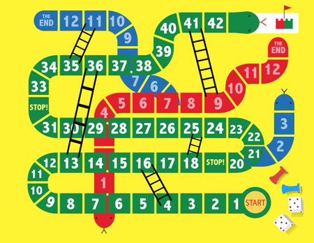 Frame of board game ,Funny frame,snake games,Vector illustrations.のイラスト素材