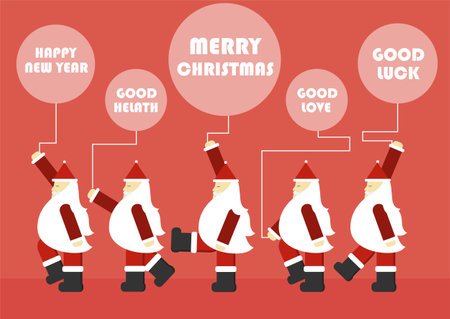 Merry Christmas and Happy New Year Vector of holiday card with cute santa claus,Drawing for poster or pattern.Vector illustrations.のイラスト素材