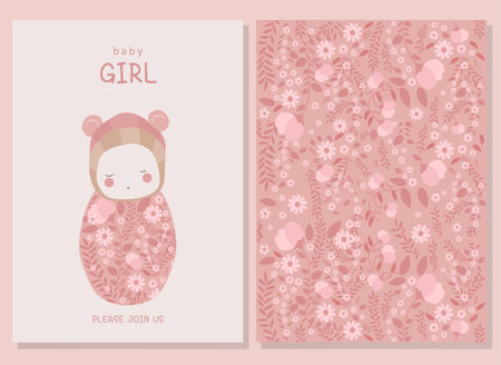 Baby shower celebration greeting and invitation card.Cute newborn baby design.Vector illustrations.のイラスト素材