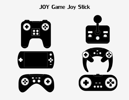 Joystick icons set. Flat set of joyGame,silhouette,vector illustration.のイラスト素材