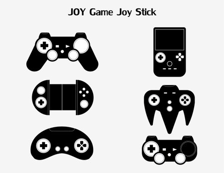 Joystick icons set. Flat set of joyGame,silhouette,vector illustration.のイラスト素材