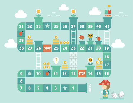 Frame of board game ,Funny frame,Board games,Vector illustrationsのイラスト素材