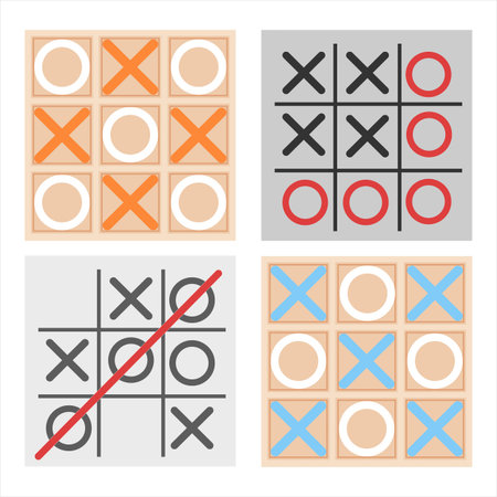 Set of tic tac toe icon design, crosses game line icon ,vector illustrations.のイラスト素材