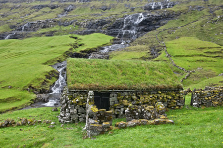 Old stone house in Faroe Islandsのeditorial素材