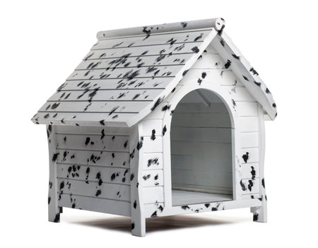 Dog kennel, isolated on whiteの写真素材