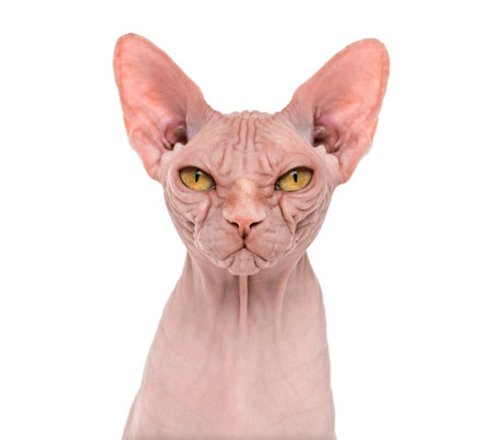 Sphynx, 4 years old, against white backgroundの写真素材