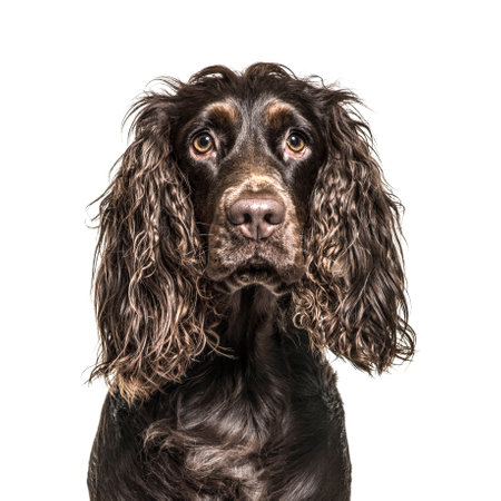 English Cocker Spaniel in front of white background