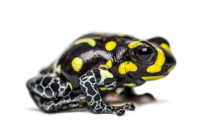 Spotted poison frog, Spotted poison frog, isolated on whiteの写真素材