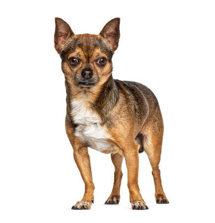 Standing Chihuahua, isolated on whiteの写真素材