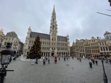 Brussels, Belgium, 29 december, 2020, Grand-place of Brusselsのeditorial素材