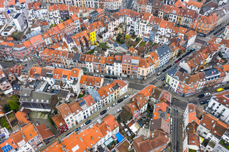 Brussels, Belgium,  January 3, 2021:   Old town of Brussels view from aboveのeditorial素材