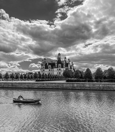 Chateau de Chambord in the Loire Valley, UNESCO world heritage in France, view over the beautiful french gardenのeditorial素材
