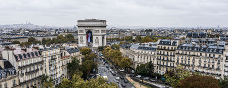 Aerial view of Arc de Triomphe, Parisのeditorial素材