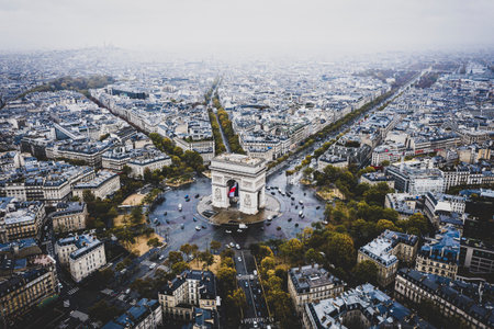 Aerial view of Arc de Triomphe, Parisのeditorial素材