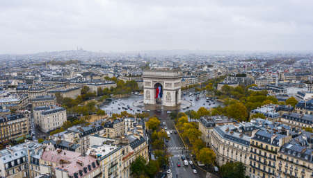 Aerial view of Arc de Triomphe, Parisの写真素材