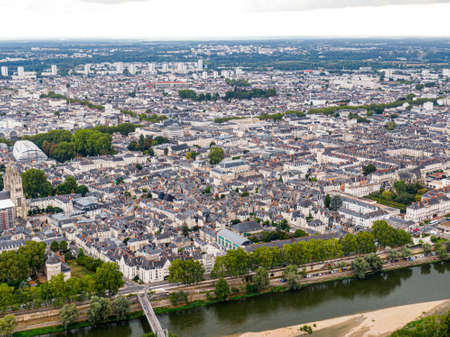Aerial view of Tours city, Val-de-Loireの写真素材