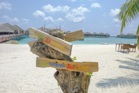 Take nothing but picture, kill nothing but time.It's was soft reminder to all visiter to keep enviromment clean in Maldive Islands.の写真素材