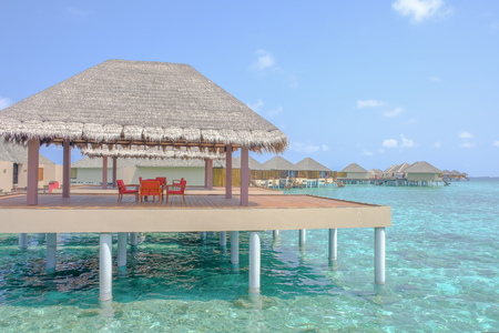 Enjoy and releks in the water bungalows. Maldive Islandsの写真素材