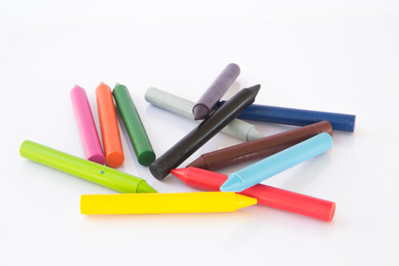 olored wax crayons isolated on white background  Clipping path included 