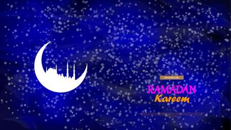 Ramadan Kareem. Concept banner of islamic theme. Traditional month and mosque on a dark background.のイラスト素材