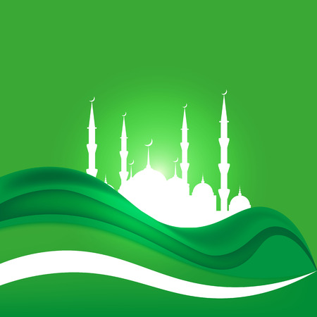 Eid Al Adha. Lettering composition of moslim holy month with mosque buildingのイラスト素材