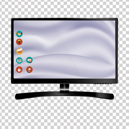 New monitor front and black vector drawing eps10 format isolated on transparent background.のイラスト素材