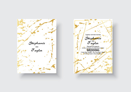 Wedding cards with marble texture and gold. design for cover, banner, invitation, card Branding and identity Vector illustrationのイラスト素材