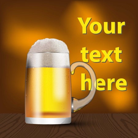 A glass mug with beer and foam. Banner, cover, advertisingのイラスト素材