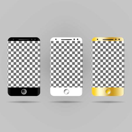 A realistic image of a white, black and gold smartphoneのイラスト素材