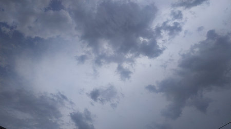 The sky is overcast, thunderclouds, before the rain, autumn rain, summer rain.の写真素材