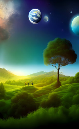 Planets, stars and galaxies in outer space showing the beauty of space exploration.の写真素材