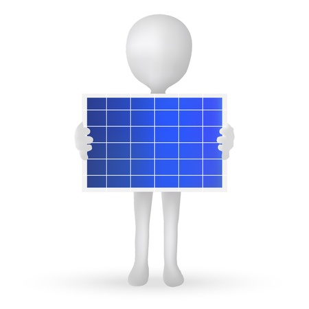 EPS Vector 10 - small 3d man hands holding a solar panelのイラスト素材