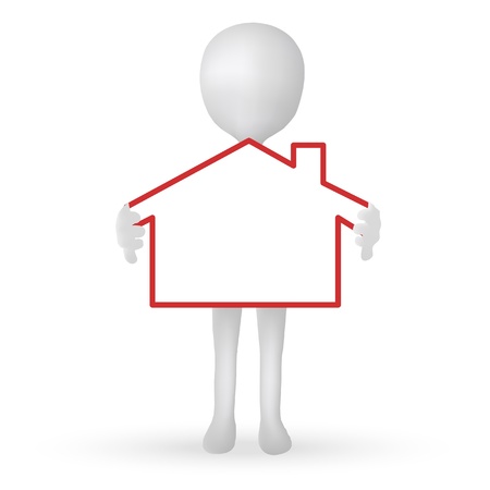 EPS Vector 10 - small 3d man hands holding a houseのイラスト素材