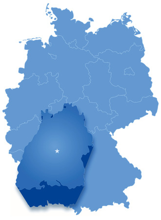 Political map of Germany with all states where Baden-Wurttemberg is pulled outのイラスト素材