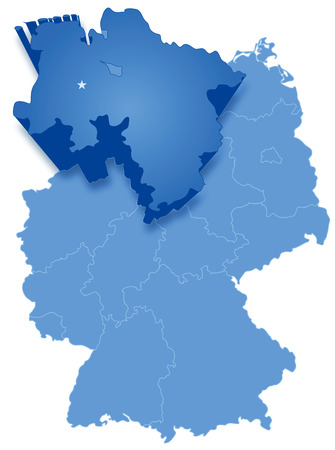 Political map of Germany with all states where Lower Saxony is pulled outのイラスト素材