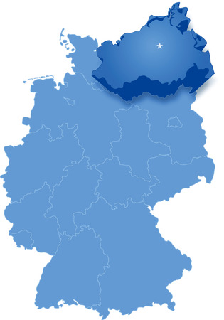 Political map of Germany with all states where Mecklenburg-Vorpommern is pulled outのイラスト素材
