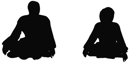 EPS 10 Vector. Business people sit cross-legged  in silhouetteのイラスト素材