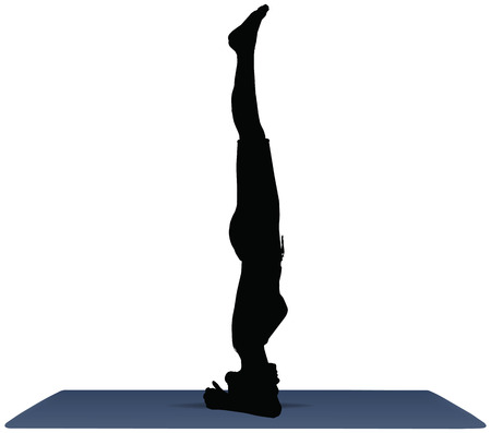 EPS 10 vector illustration of Yoga positions in Head Stand poseのイラスト素材