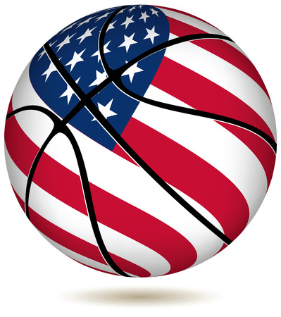 EPS 10 Vector. Basketball ball with USA flag on white.のイラスト素材