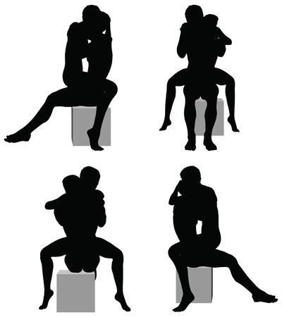 EPS 10 Vector of silhouette with kama sutra positions on white backgroundのイラスト素材