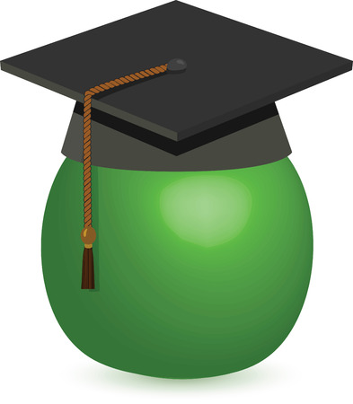 Illustration of Graduation Cap - Black Mortarboard on Appleのイラスト素材