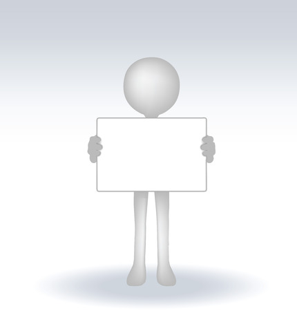 3d man holding a page on white backround, isolatedのイラスト素材