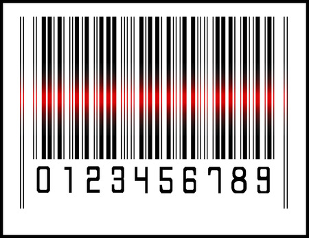 EPS 10 Vector Illustration of Bar Code icon and red laser sensor beamのイラスト素材