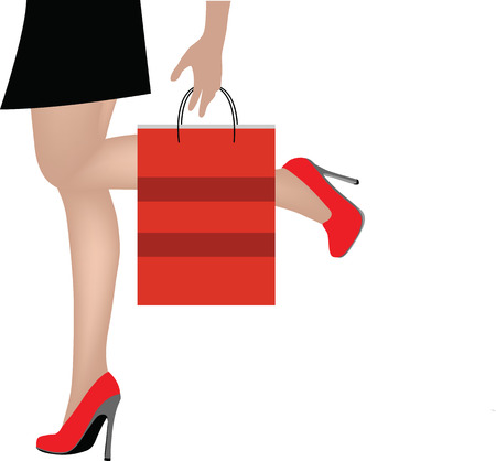 EPS 10 Vector Illustration of Woman legs with shopping bagsのイラスト素材