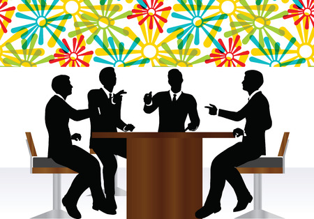 EPS 10 Vector illustration of business people meeting sitting silhouetteのイラスト素材
